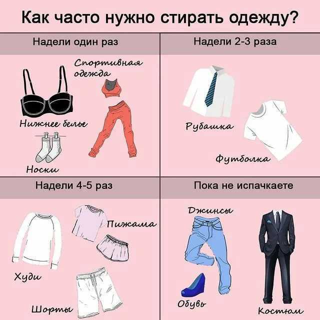 Как часто нужно стирать одежду и белье, какие вещи можно чаще, а какие надо реже: ответы на вопросы и советы по стирке