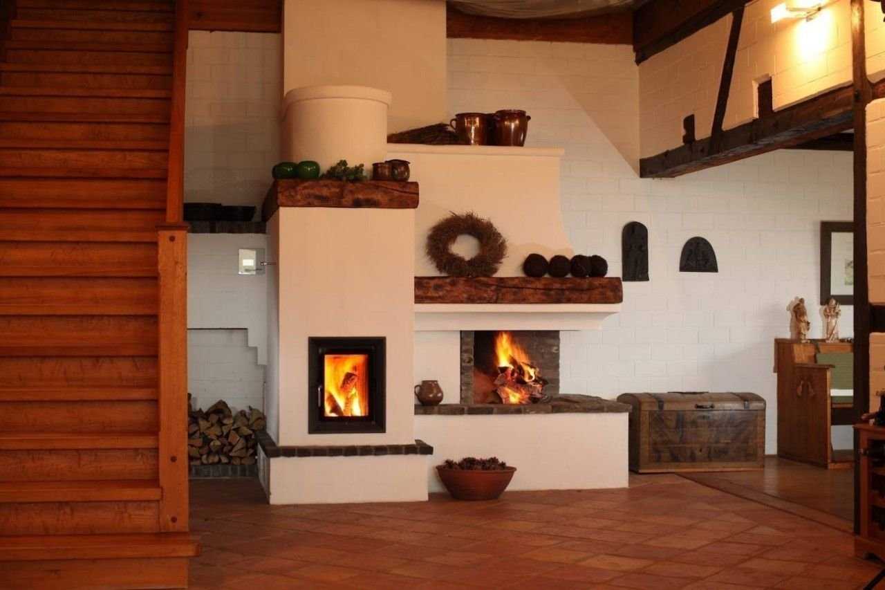 Русская печь в интерьере современного частного дома - 25 фото