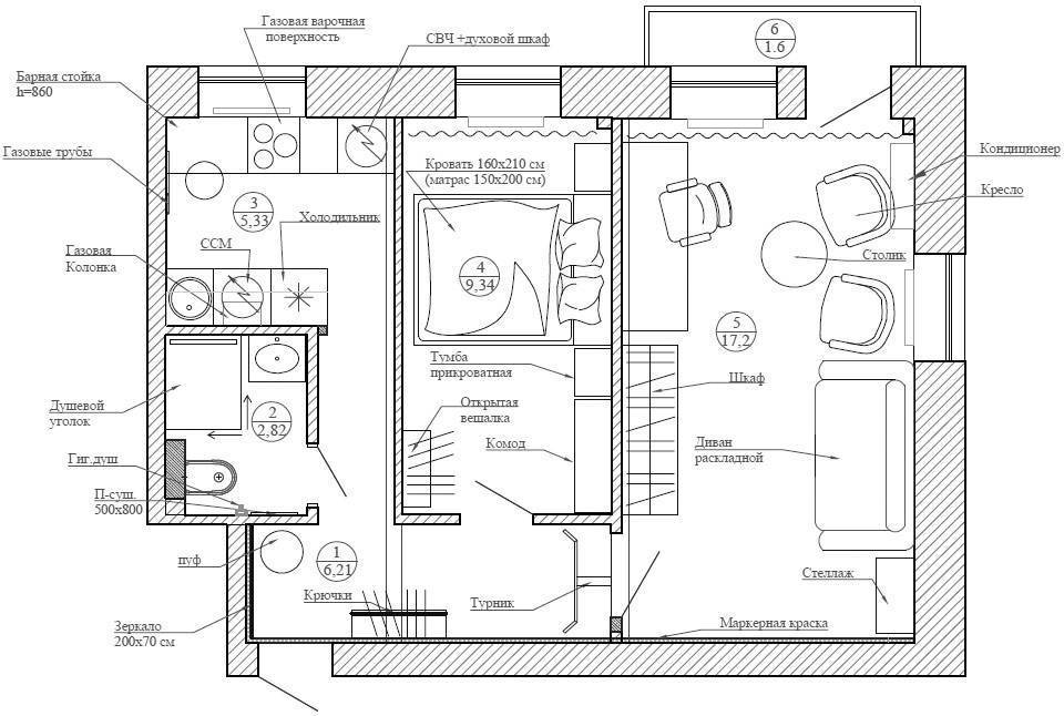 Интерьер квартиры 42 кв. м. - идеи и планировка квартир (66 фото)