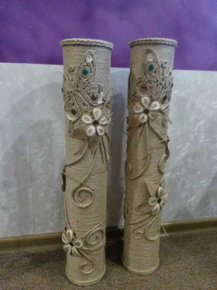 Декор бутылок лентами