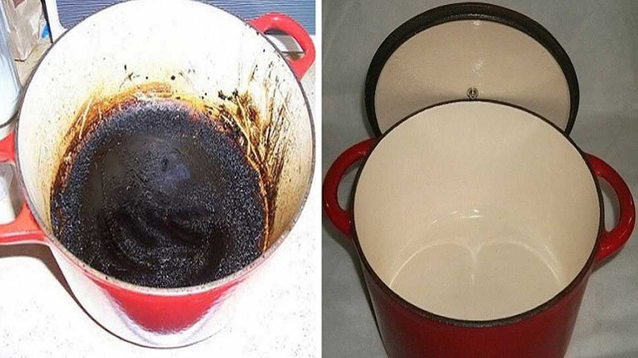 В этой статье расскажем, как очистить нагар с эмалированной кастрюли, чем убрать гарь снаружи, как можно удалить внутри, если посуда пригорела, как предотвратить появление налета и желтизны